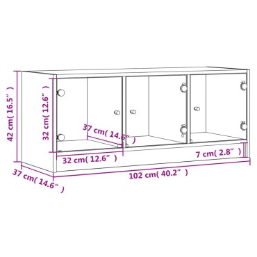 vidaXL Έπιπλο Τηλεόρασης Λευκό 102x37x42cm με Γυάλινες Πόρτες