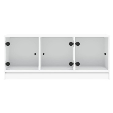 vidaXL Έπιπλο Τηλεόρασης Λευκό 102x37x42cm με Γυάλινες Πόρτες