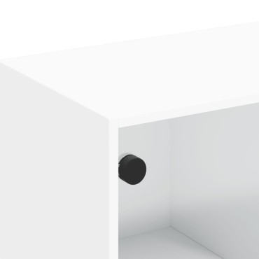 vidaXL Έπιπλο Τηλεόρασης Λευκό 102x37x42cm με Γυάλινες Πόρτες