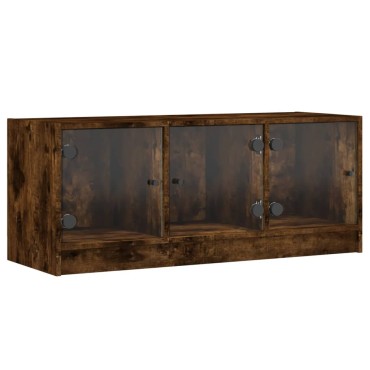 vidaXL Έπιπλο Τηλεόρασης Καπνιστή Δρυς 102x37x42cm Γυάλινες Πόρτες