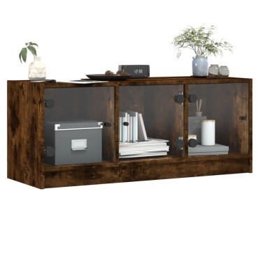 vidaXL Έπιπλο Τηλεόρασης Καπνιστή Δρυς 102x37x42cm Γυάλινες Πόρτες