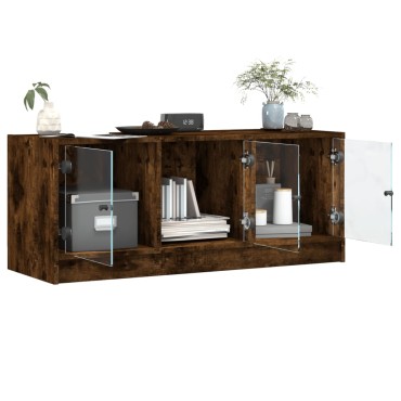 vidaXL Έπιπλο Τηλεόρασης Καπνιστή Δρυς 102x37x42cm Γυάλινες Πόρτες