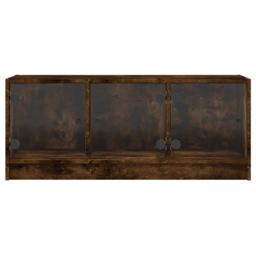 vidaXL Έπιπλο Τηλεόρασης Καπνιστή Δρυς 102x37x42cm Γυάλινες Πόρτες