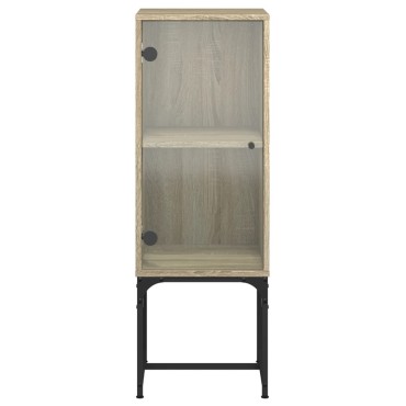 vidaXL Βοηθητικό Ντουλάπι Sonoma Δρυς 35x37x100cm με Γυάλινες Πόρτες 1 τεμ.