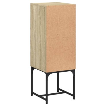 vidaXL Βοηθητικό Ντουλάπι Sonoma Δρυς 35x37x100cm με Γυάλινες Πόρτες 1 τεμ.