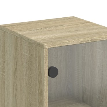 vidaXL Βοηθητικό Ντουλάπι Sonoma Δρυς 35x37x100cm με Γυάλινες Πόρτες 1 τεμ.