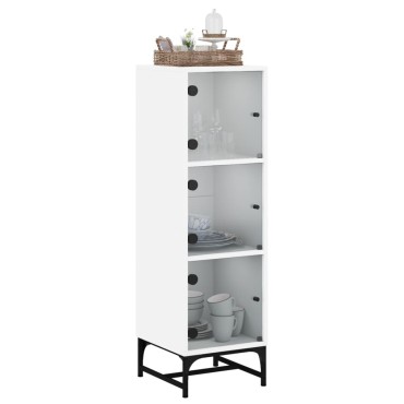 vidaXL Ντουλάπι Λευκό 35x37x120cm με Γυάλινες Πόρτες 1 τεμ.