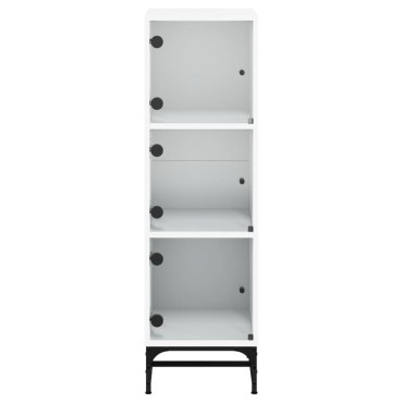 vidaXL Ντουλάπι Λευκό 35x37x120cm με Γυάλινες Πόρτες 1 τεμ.