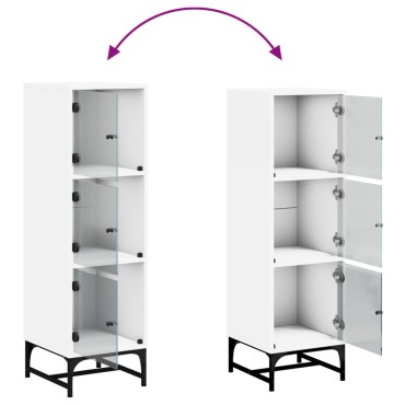 vidaXL Ντουλάπι Λευκό 35x37x120cm με Γυάλινες Πόρτες 1 τεμ.