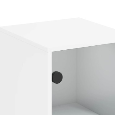 vidaXL Ντουλάπι Λευκό 35x37x120cm με Γυάλινες Πόρτες 1 τεμ.