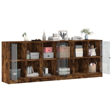 vidaXL Βιβλιοθήκη με Πόρτες Καφέ Δρυς 204x37x75cm Επεξ. Ξύλο 1 τεμ.