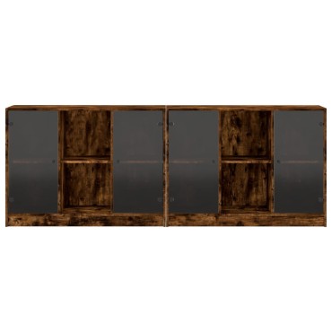 vidaXL Βιβλιοθήκη με Πόρτες Καφέ Δρυς 204x37x75cm Επεξ. Ξύλο 1 τεμ.