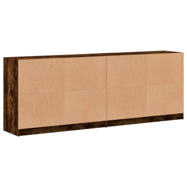 vidaXL Βιβλιοθήκη με Πόρτες Καφέ Δρυς 204x37x75cm Επεξ. Ξύλο 1 τεμ.