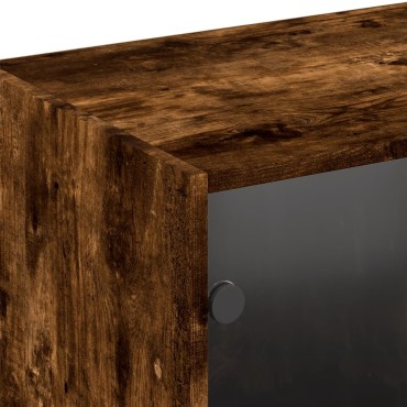 vidaXL Βιβλιοθήκη με Πόρτες Καφέ Δρυς 204x37x75cm Επεξ. Ξύλο 1 τεμ.