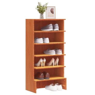 vidaXL Παπουτσοθήκη Καφέ Κεριού 52x30x104cm από Μασίφ Ξύλο Πεύκου
