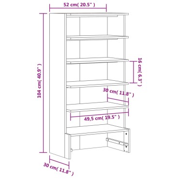 vidaXL Παπουτσοθήκη Καφέ Κεριού 52x30x104cm από Μασίφ Ξύλο Πεύκου