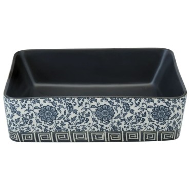 vidaXL Νιπτήρας Ορθογώνιος Μαύρος/Μπλε 46 x 35,5 x 13,5 εκ. Κεραμικός