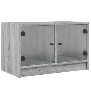 vidaXL Βοηθητικό Ντουλάπι Sonoma Γκρι 68x37x42cm με Γυάλινες Πόρτες