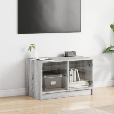 vidaXL Βοηθητικό Ντουλάπι Sonoma Γκρι 68x37x42cm με Γυάλινες Πόρτες