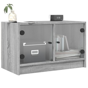 vidaXL Βοηθητικό Ντουλάπι Sonoma Γκρι 68x37x42cm με Γυάλινες Πόρτες