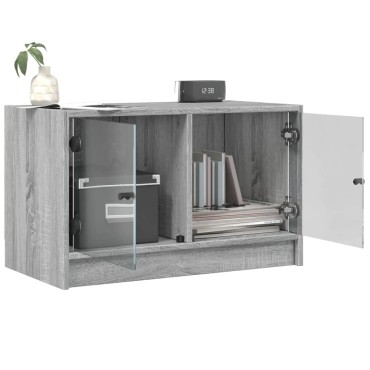 vidaXL Βοηθητικό Ντουλάπι Sonoma Γκρι 68x37x42cm με Γυάλινες Πόρτες