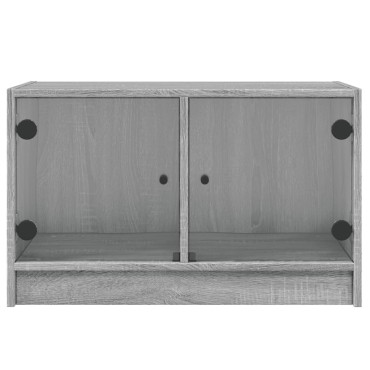 vidaXL Βοηθητικό Ντουλάπι Sonoma Γκρι 68x37x42cm με Γυάλινες Πόρτες