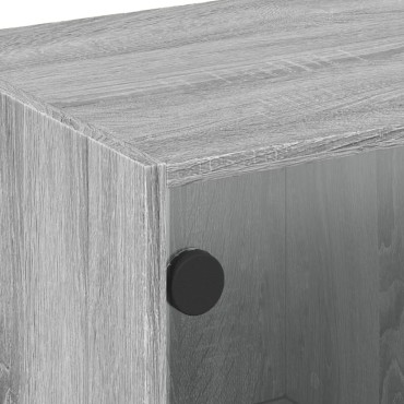 vidaXL Βοηθητικό Ντουλάπι Sonoma Γκρι 68x37x42cm με Γυάλινες Πόρτες