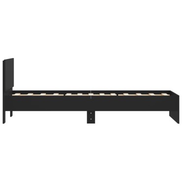 vidaXL Πλαίσιο Κρεβατιού με Κεφαλάρι Μαύρο 90x190cm Επεξ. Ξύλο 1 τεμ. - Μονό