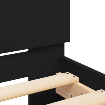 vidaXL Πλαίσιο Κρεβατιού με Κεφαλάρι Μαύρο 90x190cm Επεξ. Ξύλο 1 τεμ. - Μονό