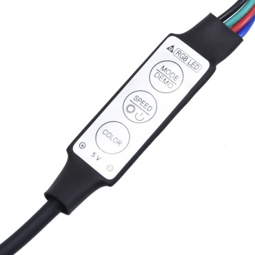 vidaXL Πλαίσιο Κρεβατιού με Κεφαλάρι και LED Μαύρο 90x200cm 1 τεμ. - Μονό