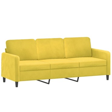 vidaXL Σετ Σαλονιού 3 τεμ. Κίτρινο από Βελούδο 78x77x80cm  Διθέσιος Τριθέσιος