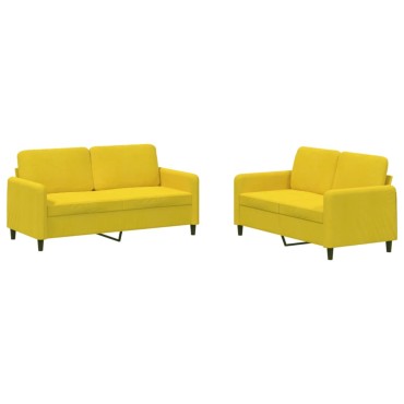 vidaXL Σαλόνι Σετ 2 τεμ. Κίτρινο από Βελούδο 138x77x80cm  Διθέσιος