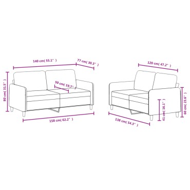 vidaXL Σαλόνι Σετ 2 τεμ. Κίτρινο από Βελούδο 138x77x80cm  Διθέσιος