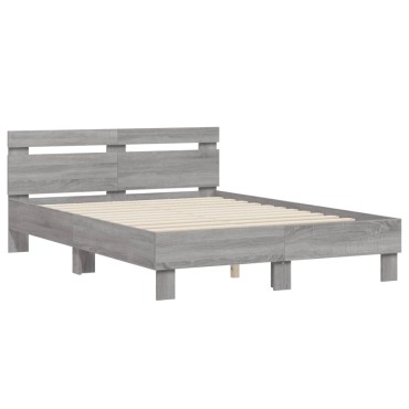 vidaXL Πλαίσιο Κρεβατιού με Κεφαλάρι Γκρι sonoma 120x190εκ. Επεξ. Ξύλο