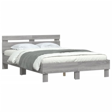 vidaXL Πλαίσιο Κρεβατιού με Κεφαλάρι Γκρι sonoma 120x190εκ. Επεξ. Ξύλο