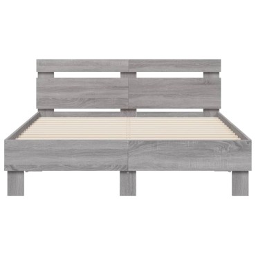 vidaXL Πλαίσιο Κρεβατιού με Κεφαλάρι Γκρι sonoma 120x190εκ. Επεξ. Ξύλο