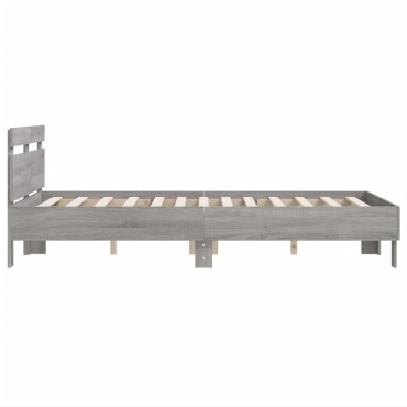 vidaXL Πλαίσιο Κρεβατιού με Κεφαλάρι Γκρι sonoma 120x190εκ. Επεξ. Ξύλο