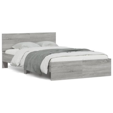 vidaXL Πλαίσιο Κρεβατιού με Κεφαλάρι Γκρι Sonoma 120x190 εκ.