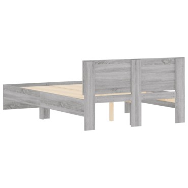 vidaXL Πλαίσιο Κρεβατιού με Κεφαλάρι Γκρι Sonoma 120x190 εκ.