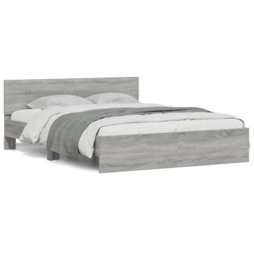vidaXL Πλαίσιο Κρεβατιού με Κεφαλάρι Γκρι Sonoma 140x190 εκ.