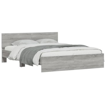 vidaXL Πλαίσιο Κρεβατιού με Κεφαλάρι Γκρι Sonoma 140x190 εκ.