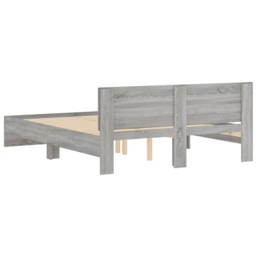 vidaXL Πλαίσιο Κρεβατιού με Κεφαλάρι Γκρι Sonoma 140x190 εκ.