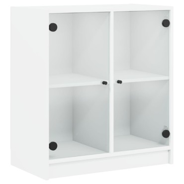 vidaXL Βοηθητικό Ντουλάπι Λευκό 68x37x75,5cm με Γυάλινες Πόρτες 1 τεμ.