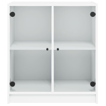 vidaXL Βοηθητικό Ντουλάπι Λευκό 68x37x75,5cm με Γυάλινες Πόρτες 1 τεμ.