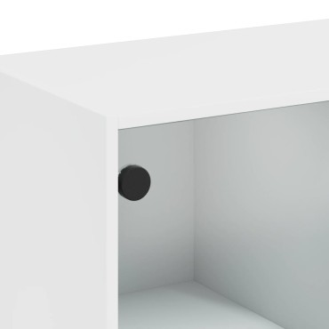 vidaXL Βοηθητικό Ντουλάπι Λευκό 68x37x75,5cm με Γυάλινες Πόρτες 1 τεμ.
