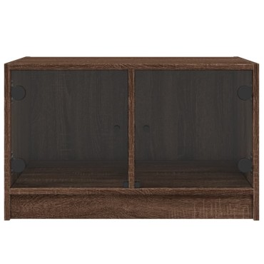 vidaXL Τραπεζάκι Σαλονιού Καφέ Δρυς 68x50x42cm με Γυάλινες Πόρτες 1 τεμ.