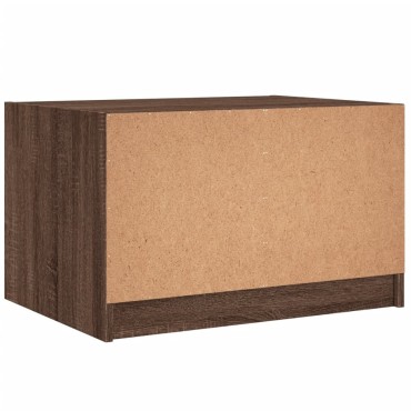 vidaXL Τραπεζάκι Σαλονιού Καφέ Δρυς 68x50x42cm με Γυάλινες Πόρτες 1 τεμ.