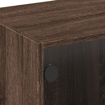 vidaXL Τραπεζάκι Σαλονιού Καφέ Δρυς 68x50x42cm με Γυάλινες Πόρτες 1 τεμ.