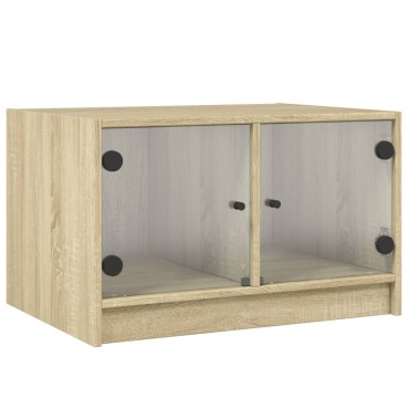 vidaXL Τραπεζάκι Σαλονιού Sonoma Δρυς 68x50x42cm με Γυάλινες Πόρτες 1 τεμ.