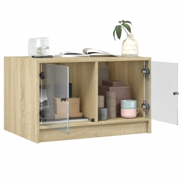 vidaXL Τραπεζάκι Σαλονιού Sonoma Δρυς 68x50x42cm με Γυάλινες Πόρτες 1 τεμ.